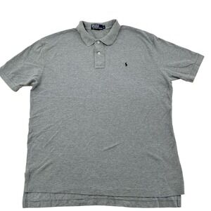 Polo Ralph Lauren Shirt Mens XL Grey Pony Logo Cotton Pique Classic Preppy XL
